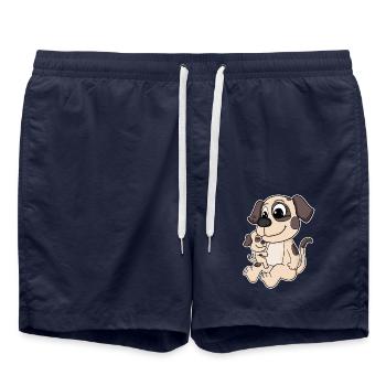 Hund Familie - Hund mit Baby - Hund mit Kind - Badeshorts - French Navy - Vorne - AI Model Male 185 light (185cm)