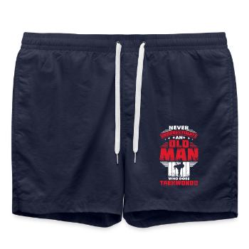 Taekwondo old man - Badeshorts - French Navy - Vorne - AI Model Male 185 light (185cm)
