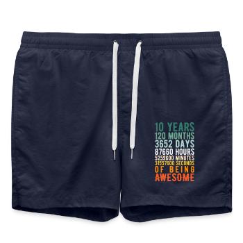 10 Jahre Alt 10. Geburtstag Vintage Retro Nummern - Badeshorts - French Navy - Vorne - AI Model Male 185 light (185cm)