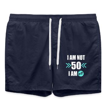 I'm i am Not 50 I'm 49 + Tax 50th birthday - Swim Trunks - french navy - Front - AI Model Male 185 light (185cm)
