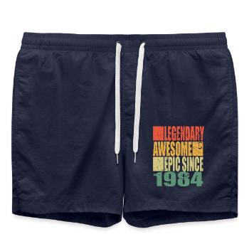 Legendary since 1984 saying birthday - Swim Trunks - french navy - Front - AI Model Male 185 light (185cm)
