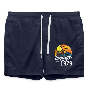 Vintage 1979 79 Anniversaire Rétro Millésime cadeau - Short de bain - bleu marine - Devant - AI Model Male 185 light (185cm)