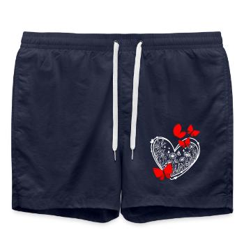 Liebe Liebesbaum Herz Valentinstag Liebe dich - Badeshorts - French Navy - Vorne - AI Model Male 185 light (185cm)
