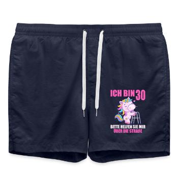30 bitte helfen Sie mir über Straße 30. Geburtstag - Badeshorts - French Navy - Vorne - AI Model Male 185 light (185cm)