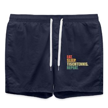 Tischtennis Eat Sleep Tischtennis Repeat - Badeshorts - French Navy - Vorne - AI Model Male 185 light (185cm)