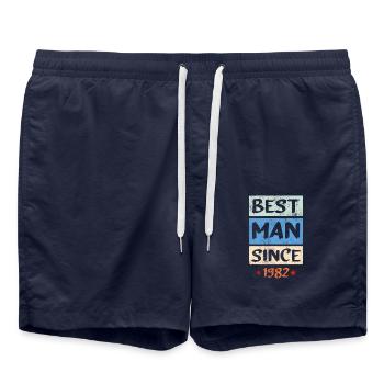 Anniversaire 1982 82 Vintage Homme Millésime Cadeau - Short de bain - bleu marine - Devant - AI Model Male 185 light (185cm)