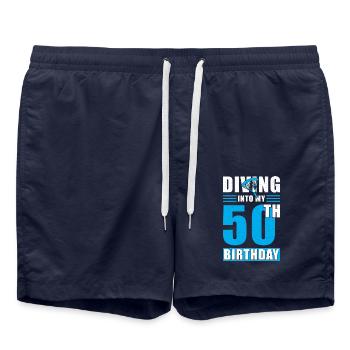 Parachutiste cadeau 50e anniversaire - Short de bain - bleu marine - Devant - AI Model Male 185 light (185cm)
