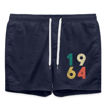 1964 Vintage Birthday Retro - Swim Trunks - french navy - Front - AI Model Male 185 light (185cm)