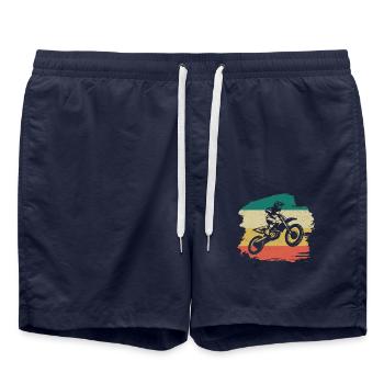 Motorcross Retro Geschenk - Badeshorts - French Navy - Vorne - AI Model Male 185 light (185cm)