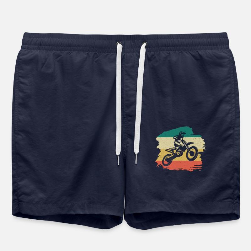 Motorcross Retro Geschenk - Badeshorts - French Navy