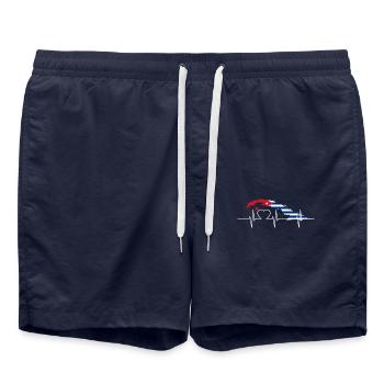 Kuba Herzschlag Flagge Vintage Retro Kuba - Badeshorts - French Navy - Vorne - AI Model Male 185 light (185cm)
