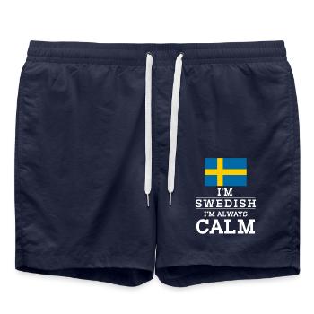 Suédois Dans le Swedish Im always calm - Short de bain - bleu marine - Devant - AI Model Male 185 light (185cm)