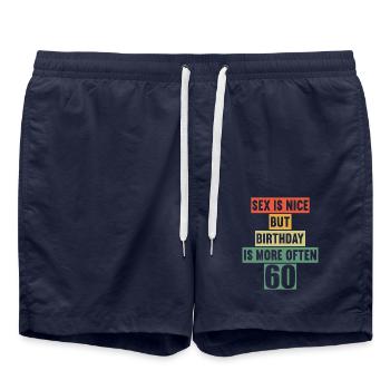 Sex is nice but birthday more often 60 years 60 - Swim Trunks - french navy - Front - AI Model Male 185 light (185cm)
