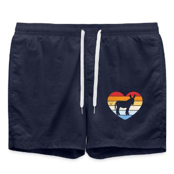 Esel Herz Retro - Badeshorts - French Navy - Vorne - AI Model Male 185 light (185cm)