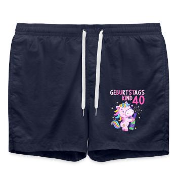 40 Jahre Geburtstagskind 40. Geburtstag Einhorn - Badeshorts - French Navy - Vorne - AI Model Male 185 light (185cm)