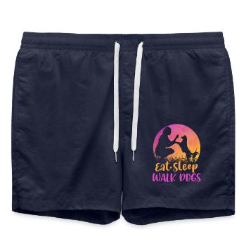 Eat Sleep Walk Hunde Hundebesitzer Shirt Geschenke - Badeshorts - French Navy - Vorne - AI Model Male 185 light (185cm)