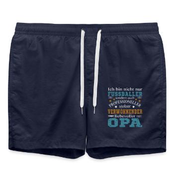 Fußballer Opa - Badeshorts - French Navy - Vorne - AI Model Male 185 light (185cm)