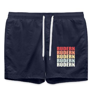 Rudern Ruderer Ruder Spruch Retro Geschenk - Badeshorts - French Navy - Vorne - AI Model Male 185 light (185cm)