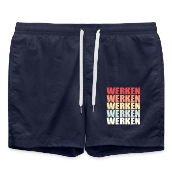 Arbeit Werk Werkzeug Spruch Retro Geschenk - Badeshorts - French Navy - Vorne - AI Model Male 185 light (185cm)