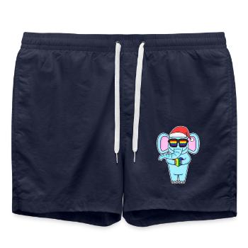 Elephant Rainbow Christmas - Swim Trunks - french navy - Front - AI Model Male 185 light (185cm)