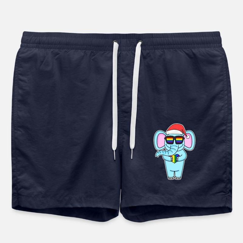 Éléphant Arc-en-ciel Noël - Short de bain - bleu marine