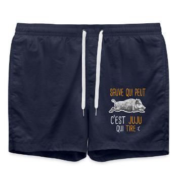 c'est juju qui tire Cadeau Humour Chasse Chasseur - Short de bain - bleu marine - Devant - AI Model Male 185 light (185cm)