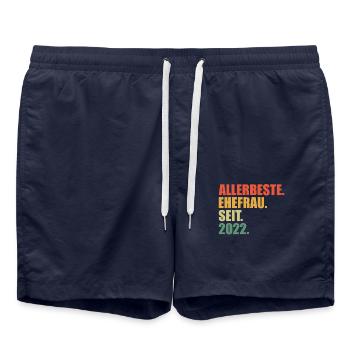 Beste Ehefrau seit 2022 1. Hochzeitstag - Badeshorts - French Navy - Vorne - AI Model Male 185 light (185cm)