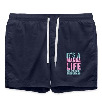 Cadeau Manga - Short de bain - bleu marine - Devant - AI Model Male 185 light (185cm)