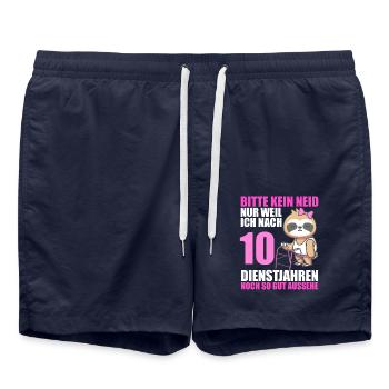 10 Jahre im Dienst 10 Jähriges Dienstjubiläum - Badeshorts - French Navy - Vorne - AI Model Male 185 light (185cm)