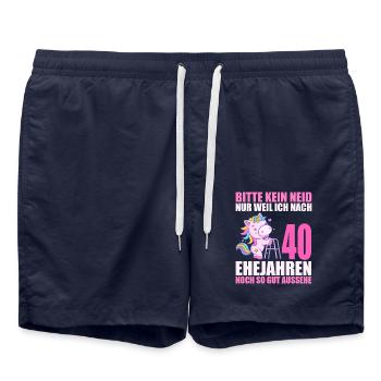 40 Jahre verheiratet lustig 40. Hochzeitstag - Badeshorts - French Navy - Vorne - AI Model Male 185 light (185cm)