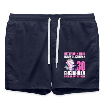 30 Jahre verheiratet lustig 30. Hochzeitstag - Badeshorts - French Navy - Vorne - AI Model Male 185 light (185cm)