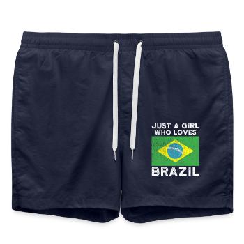 Just a girl who loves Brazil - Swim Trunks - french navy - Front - AI Model Male 185 light (185cm)