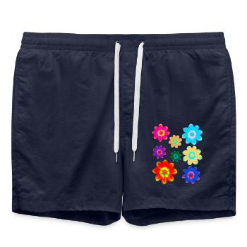 Fleur, vrille de fleur, fleurs, floral, fleurs, floral - Short de bain - bleu marine - Devant - AI Model Male 185 light (185cm)