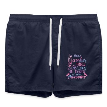40. Geburtstag Dezember 1982 Frauen 40 Jahre alt - Badeshorts - French Navy - Vorne - AI Model Male 185 light (185cm)