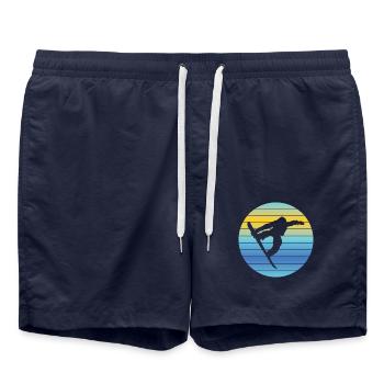 Snowboard Spruch Snowboardfahrer Wintersport - Badeshorts - French Navy - Vorne - AI Model Male 185 light (185cm)