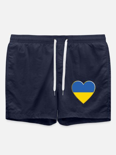 Ukraine Flag Heart, Ukrainian Flag - Swim Trunks - french navy