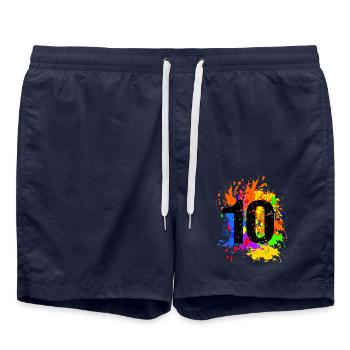 10. Enfants Anniversaire Enfant Fête Motif d’éclaboussures coloré - Short de bain - bleu marine - Devant - AI Model Male 185 light (185cm)
