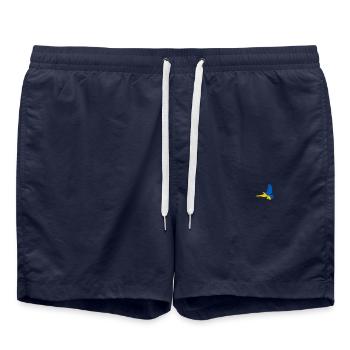 Kleine weiße Friedenstaube - Badeshorts - French Navy - Vorne - AI Model Male 185 light (185cm)