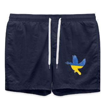 Ukraine Flag Peace Symbol - Flag Of Ukraine - Swim Trunks - french navy - Front - AI Model Male 185 light (185cm)
