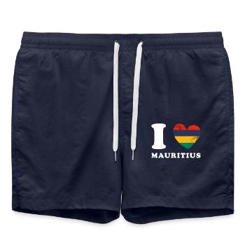 J’adore l’île Maurice - Short de bain - bleu marine - Devant - AI Model Male 185 light (185cm)