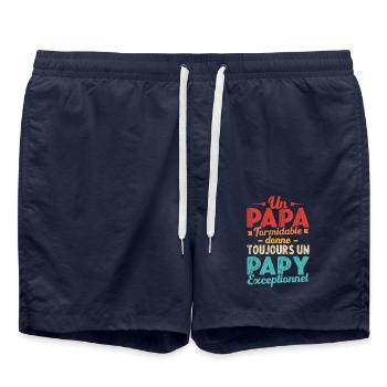 Un Papa Formidable Donne Un Papy Exceptionnel - Short de bain - bleu marine - Devant - AI Model Male 185 light (185cm)