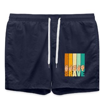 Brave Gebärdensprache für Männer und Frauen - Badeshorts - French Navy - Vorne - AI Model Male 185 light (185cm)