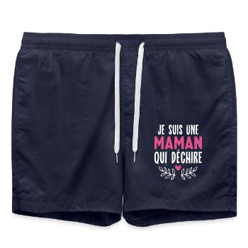 Je suis Une Maman Qui déchire, Cadeau parfait mère - Short de bain - bleu marine - Devant - AI Model Male 185 light (185cm)