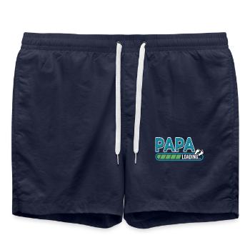 Funny Papa Loading Bald Papa Vatertag - Badeshorts - French Navy - Vorne - AI Model Male 185 light (185cm)