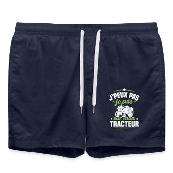 J'peux pas je suis sur mon tracteur humour cadeau - Short de bain - bleu marine - Devant - AI Model Male 185 light (185cm)