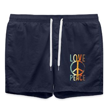Love Peace Friedenszeichen - Badeshorts - French Navy - Vorne - AI Model Male 185 light (185cm)