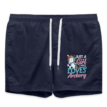 Niedliches Einhorn Pfeil Bogen für eine - Badeshorts - French Navy - Vorne - AI Model Male 185 light (185cm)