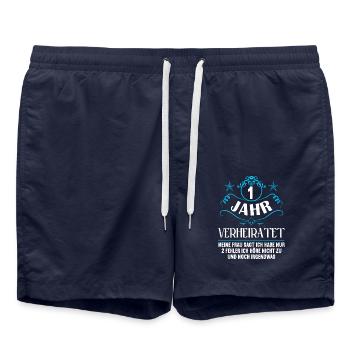 1 Jahre verheiratet nur 2 Fehler 1.Hochzeitstag - Badeshorts - French Navy - Vorne - AI Model Male 185 light (185cm)