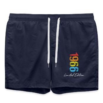 Geburtstag 1966 Limited Edition Geschenk Used Cool - Badeshorts - French Navy - Vorne - AI Model Male 185 light (185cm)