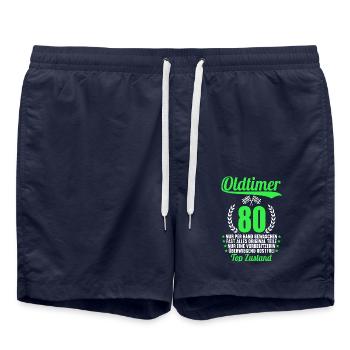 Oldtimer Top Zustand 80 Jahre 80.Geburtstag - Badeshorts - French Navy - Vorne - AI Model Male 185 light (185cm)